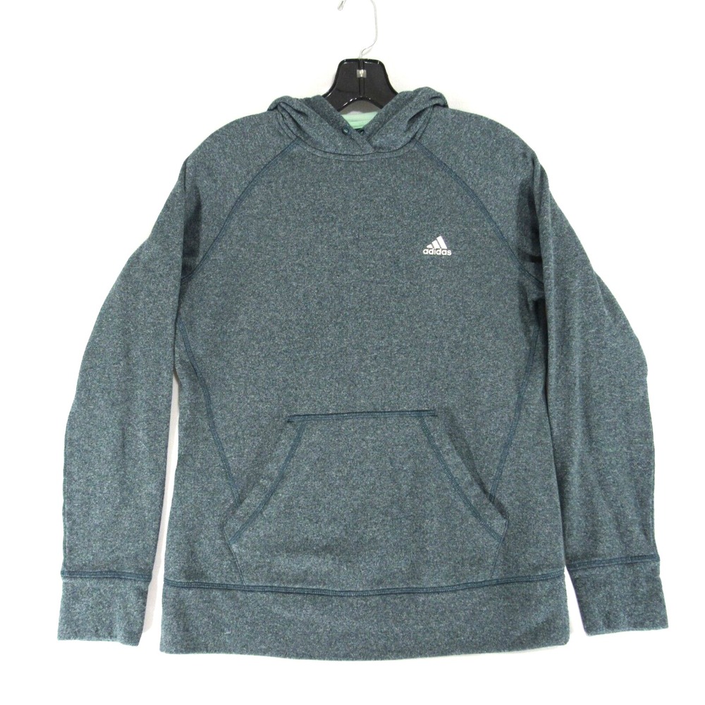 Adidas Sweater Womens Medium Ultimate Hoodie Climawarm Green Pockets Thumbholes‎
